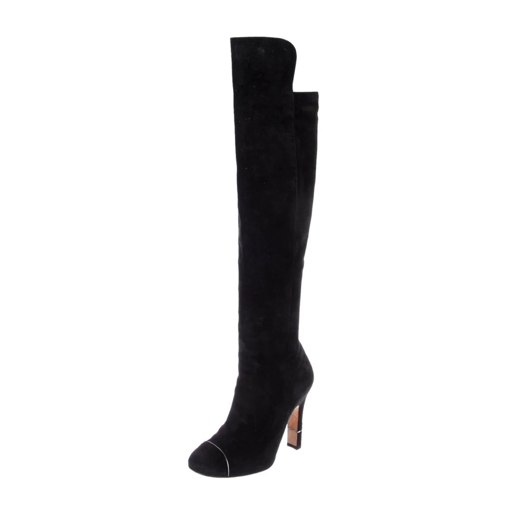 CHANEL
Interlocking CC Logo Black Suede Over-The-Knee Boots